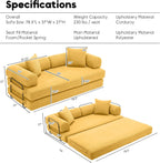 ZEIINPA Convertible Floor Sofa Bed with Fixed-Shape Frame, Modular Corduroy Folding Mattress Couch with Armrest, Floor Sofa Lounge Couch for Living Room Bedroom Lounge Studio -Yellow