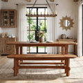 Solid Wood Dining Bench, 55" Wooden Entryway Bench with Thick Block Seat, Farmhouse Rustic Indoor Bench for Dining Table, End of Bed, Hallway, Bedroom, Living Room