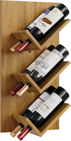 Hoctieon Wine Rack Wall Mounted, 6 Bottles Hanging Wine Racks Bar Shelves for Display & Storage, Rustic Wood Wine Bottle Holder for Home Bar, Kitchen, Dining Room,Warm Brown