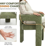 HNY Modern Green Dining Chairs Set of 6, Chenille Upholstered Dining Room Barrel Chairs with Solid Wood Frame, Comfy Accent Kitchen Armchairs with Open Back, Vanity Side Chairs for Living Room Bedroom
