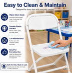 Timmy Kids Plastic Folding Chair, White Kids Chair with Steel Frame, Portable Foldable Child Chair for Classroom, Daycare, Parties & Events, 220 lb Capacity (White, Pack of 10)