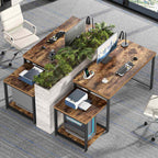 FOLUBAN Large Computer Desk for Home Office with Printer Space, Wood Study Gaming Workstation Table with Storage Shelves, Long Writing Desk for Bedroom Living Room, Rustic Brown, 63 Inch