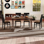 Giantex Wooden Dining Chairs Set of 4, Farmhouse Kitchen Chair with Hollowed Backrests & Rubber Wood Seats, Rustic Wood Side Chairs for Home Living Room Restaurant, Black+Walnut
