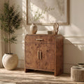 31" Modern Buffet Cabinet with Storage, Curved 2-Door Sideboard with Adjustable Shelves, Accent Storage Cabinet for Kitchen, Credenzas Coffee Buffet Sideboard, Dark Burl