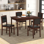 NAFORT 5 Piece Dining Table Set for 4, Farmhouse Solid Wood Kitchen Table Chairs Set of 4, Mid-Century Modern Dinette Set w/Upholstered Dining Chairs, 4 Seat Dining Room Table for Kitchen,Office