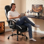 Shintenchi Gaming Chair, Ergonomic Office Chair with Footrest, Lumbar Support and Linkage Armrests, Swive Home Video Game Chairs for Adults, Black