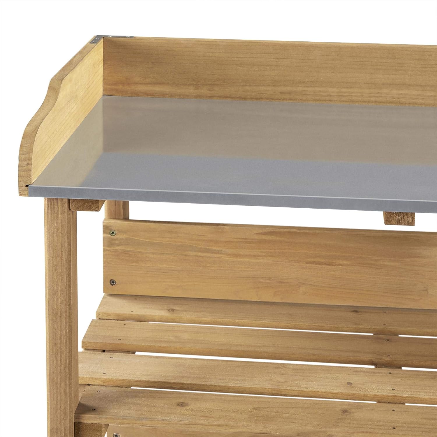 costoffs Wooden Potting Bench Table Garden Fir Wood Potting Table with Storage Shelf and Hooks, 77x37x90 cm Wood
