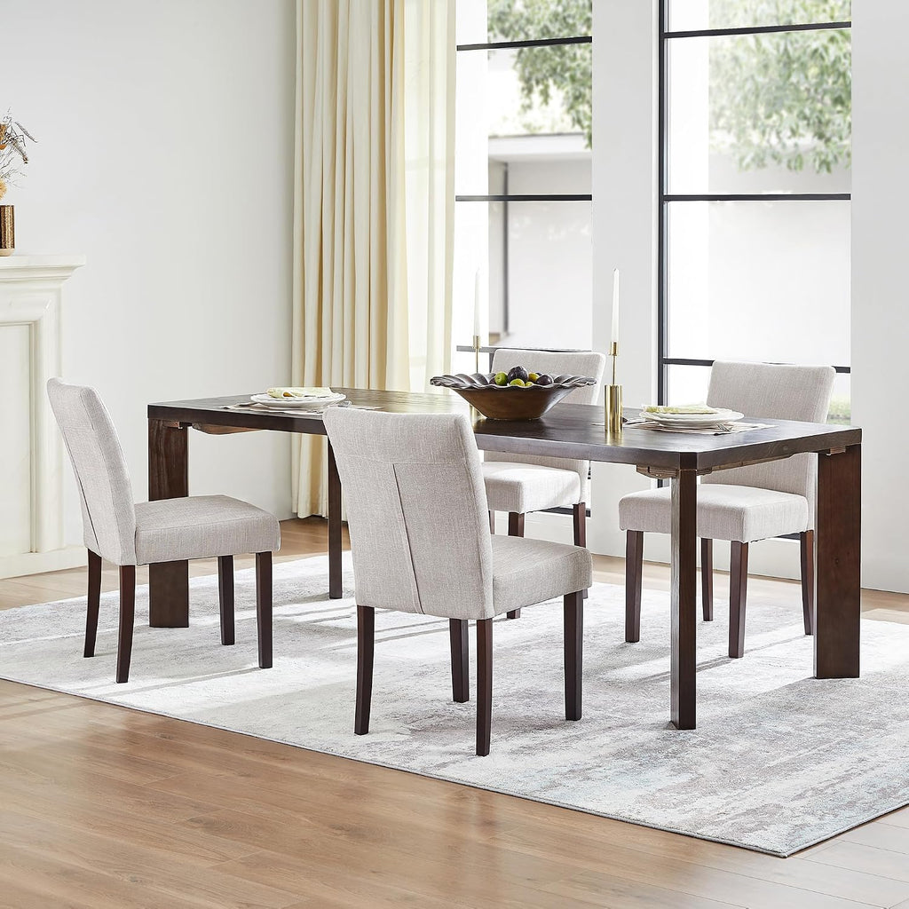 Watson & Whitely Upholstered Dining Chairs Set of 4, Fabric Armless Dining Room Chairs with Solid Wood Legs & Back Side Chair for Kitchen, Living Room, Restaurant, Gray