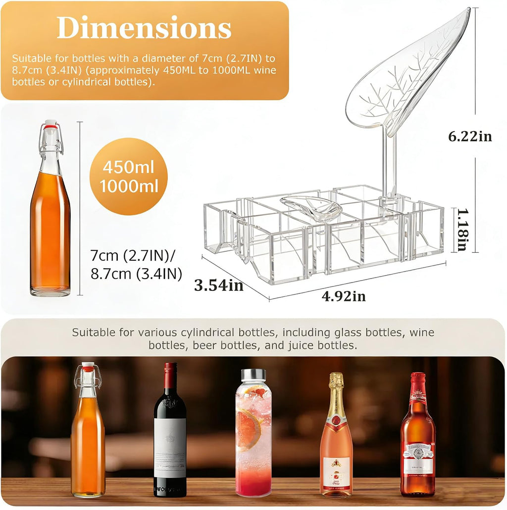 Clear Acrylic Wine Rack, Modular Stackable Countertop Wine Bottle Holder with Leaf Shaped Support, Multi Purpose Versatile Wine Display Stand for Home Bar Party Daily Organizing (2pcs)