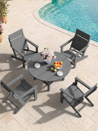 SERWALL Modern Adirondack Chairs, Slatless HDPE Adirondack Chairs, Solid Backrest Plastic Outdoor Chairs Set of 4,Wood-Like Texture-Grey