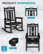 Ciokea Oversized Outdoor Rocking Chair, 380lbs Heavy-Duty Large Patio Rocker, Weather Resistant & Anti-Fade Porch Chair, High Back Cozy Rocking Chair for Outside, Fire Pit, Deck, Garden, Black