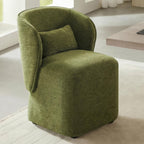 KISLOT Upholstered Dining Chairs with Wheels, Easy Assembly Stain Resistant Fabric Modern Barrel Armchair with Lumbar Cushion, Dining Room Chairs for Kitchen Living Room Bedroom, Green, Set of 2