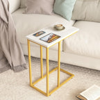 VECELO Universal C-Shaped Side Table, Multi-Functional Snack & TV Tray for Living Room, Bedroom, Gold (2 Set)