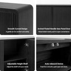 Seang Fluted Sideboard Buffet Cabinet with Storage,58" Modern Sideboard Cabinet with Curved Design & Adjustable Shelves,Wood Console Table for Living Room,Entryway,Kitchen,Black