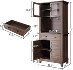 GAOMON 72“ Tall Pantry Cabinet with Drawer, 32” Wide Kitchen Pantry Storage Cabinet with Countertop, Large Kitchen Hutch with Storage Drawers and Doors for Dining Room, Living Room, Brown