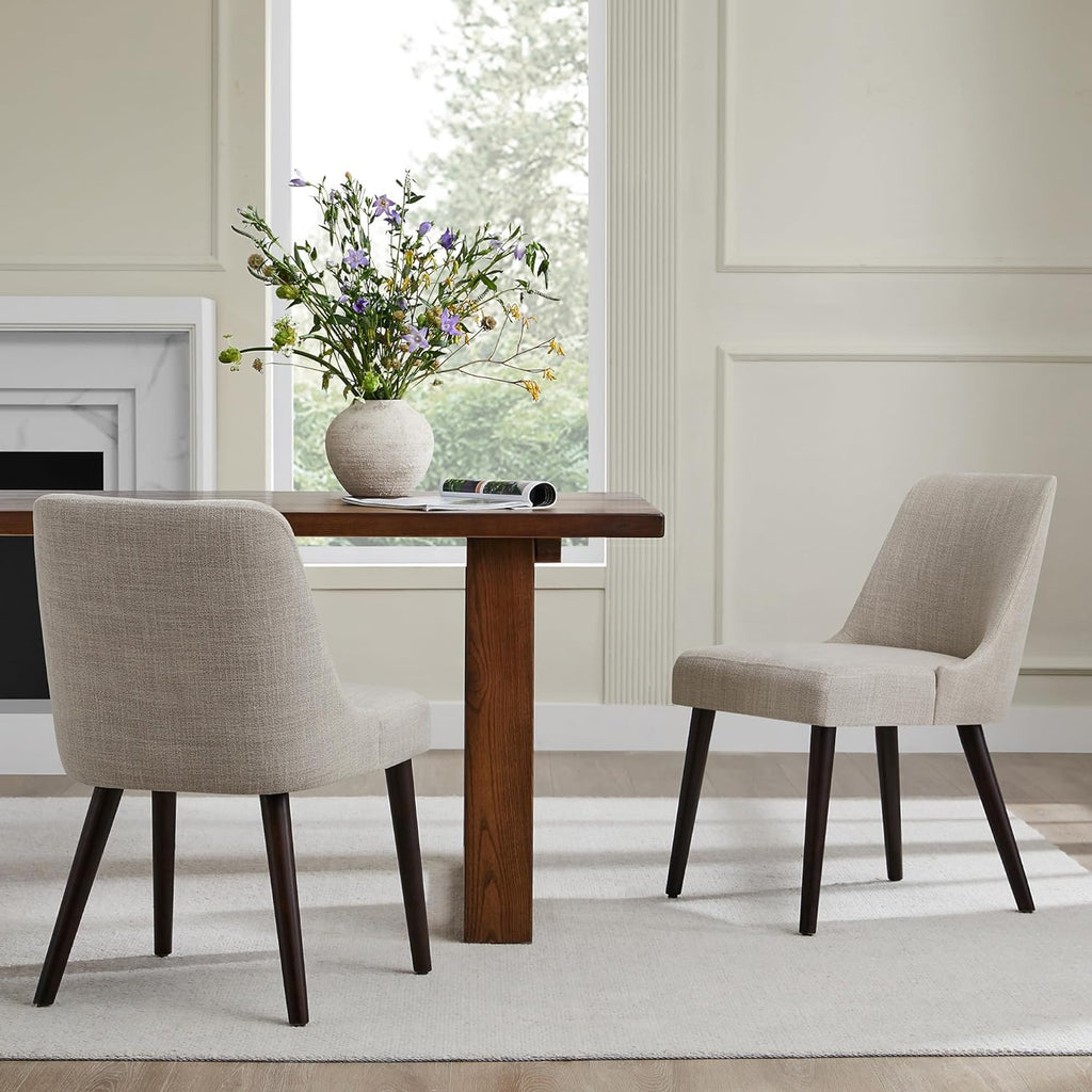 CHITA Mid-Century Modern Dining Chair, Upholstered Fabric Accent Chair for Dining Room, Set of 6, Beige