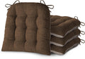 Chair Cushions for Dining Chairs Set of 4 Durable D-Shaped Seat Cushions with Non-Slip Backing Secure Ties Thick Cozy Seat Pad for Kitchen Dining Room Office(18x16.5x3in Coffee)