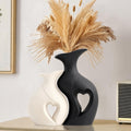 XL Black and White Vase Set of 2,Heart Shaped Ceramic Vases Home Decor,Minimalist Decorative Vases,Modern Home Decor for Wedding Dining Living Room Office Coffee Table Centerpiece