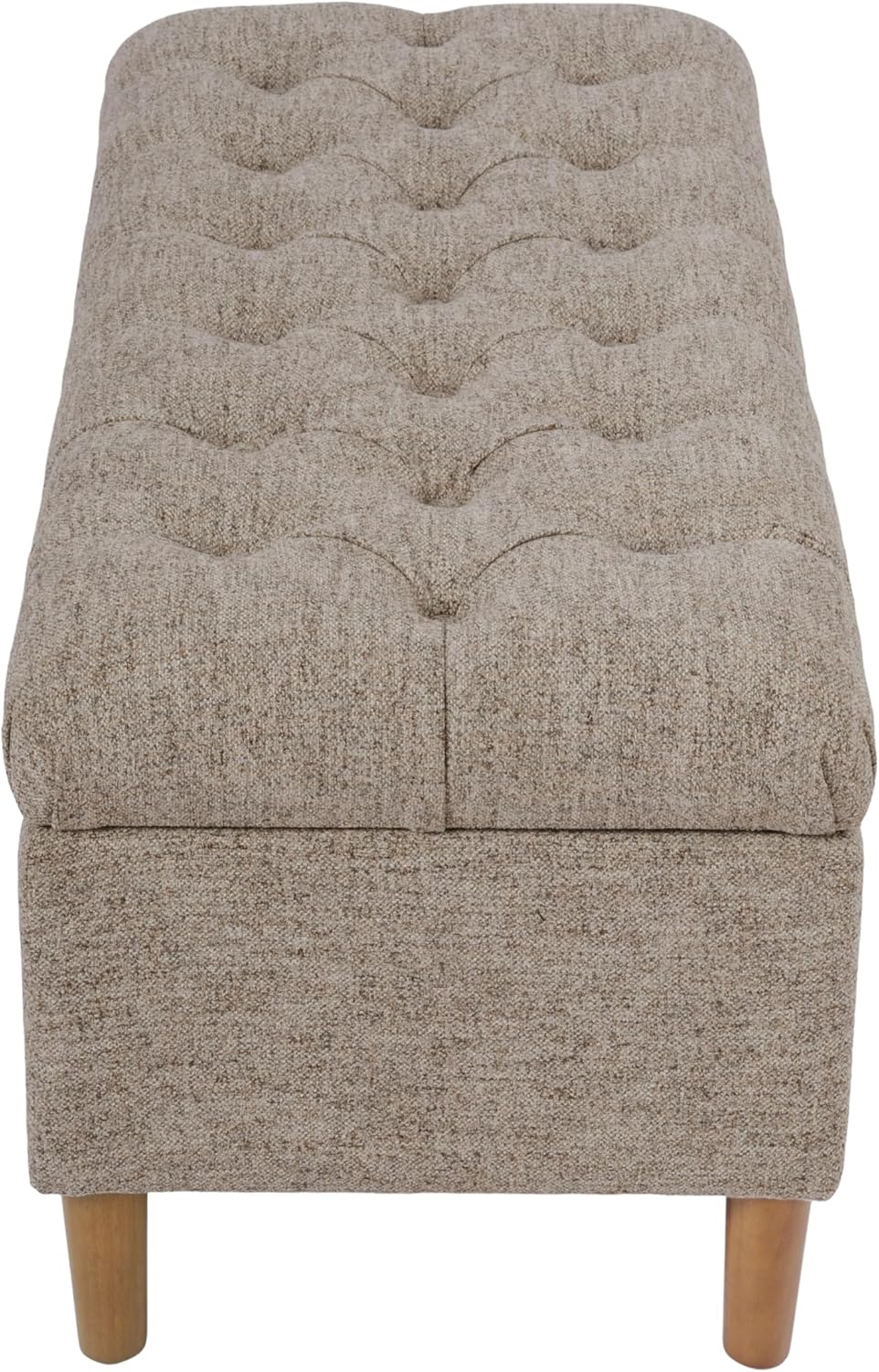 Homepop Home Decor | Tufted Ainsley Button Storage Ottoman Bench with Hinged Lid | Ottoman Bench with Storage for Living Room & Bedroom,Midtone Gray