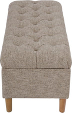 Homepop Home Decor | Tufted Ainsley Button Storage Ottoman Bench with Hinged Lid | Ottoman Bench with Storage for Living Room & Bedroom,Midtone Gray