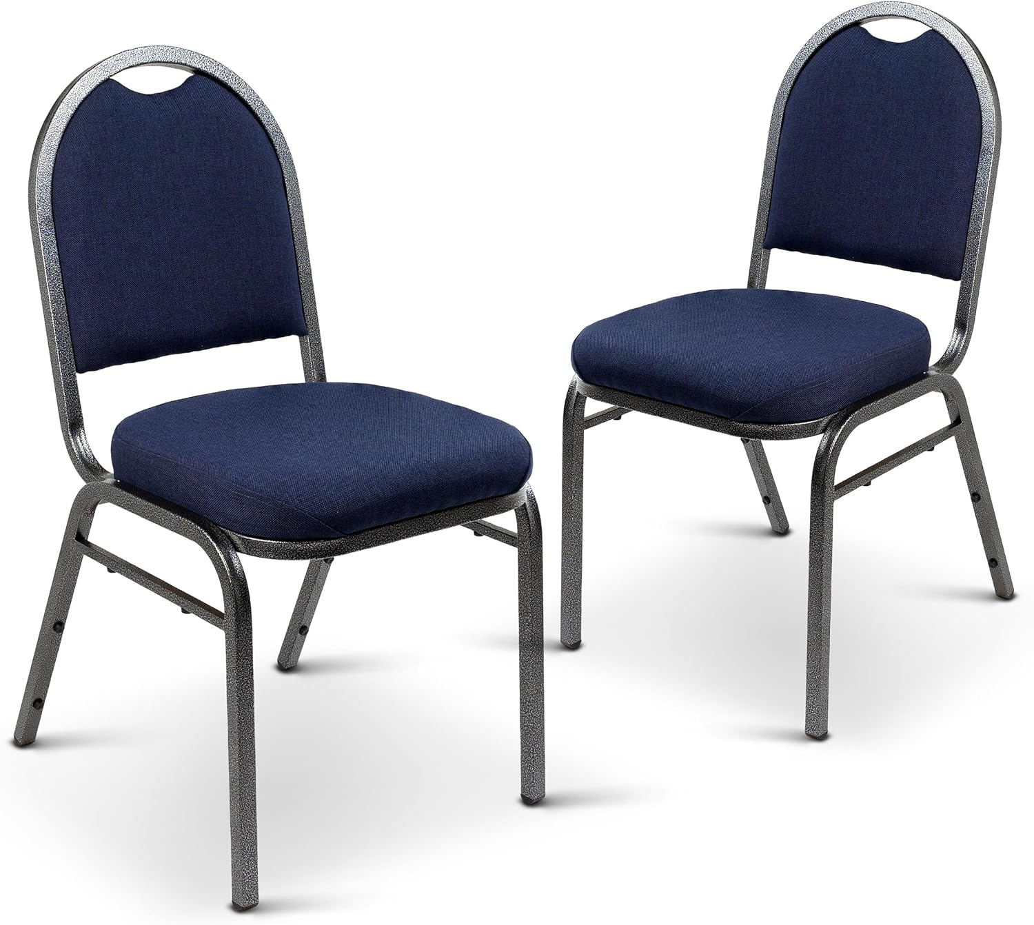 OEF Furnishings OEF9254-SV/2 Commercial-Grade Dome Back Banquet Stack Chair (Blue Fabric, Silver Powder-Coated Frame, 2-Pack)