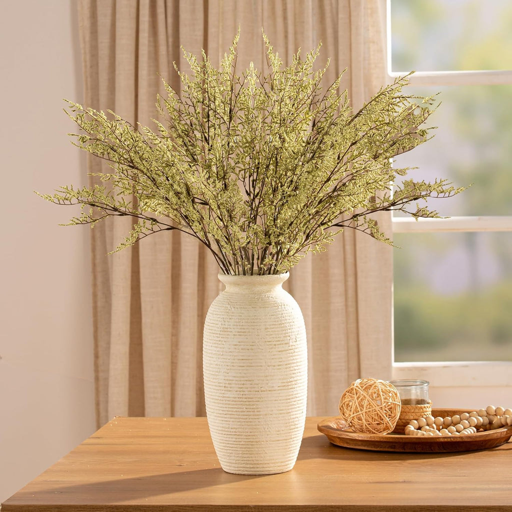 Ceramic Flower Vase, 12.5" Large Rustic Farmhouse Vases Home Decor Tall Pottery Decorative Pampas Vase for Table Living Room Entryway Mantel Bookshelf Bedroom Bathroom Kitchen - W