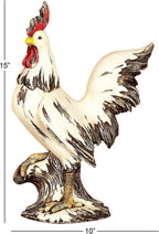 Deco 79 Polystone Rooster Decorative Garden Sculpture Indoor Outdoor Garden Statue, Outdoor Sculpture 10" x 6" x 15", White