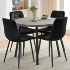 NORDICANA 5 Pieces Round Dining Table Set, 37 Inch Kitchen Table and Chairs for 4 Person, Space Saving Breakfast Nook Table with Black Velvet Upholstered Dining Chairs