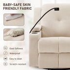 Furnimart Power Rocking Chair Nursery with Adjustable Armrests, Triple Motor Glider Recliner Swivel Nursing Chair for Breastfeeding with Phone Holder, Side Storage, Soft Waterproof Fabric, Beige