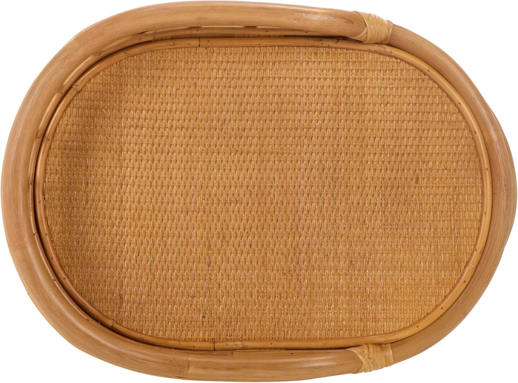 SAFAVIEH Couture - Shayleen 2-Tier Natural Rattan Accent Table - Handwoven Boho Coastal Design - Fully Assembled - Ideal for Living Room, Bedroom, Kitchen (CWK3023A)