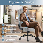 High Back Fabric Office Chair, Ergonomic Computer Desk Chair with Adjustable Headrest & Flip-up Armrests, 120° Tilt Rock Function, 400 lbs Weight Capacity for Home Office & Lumbar Support