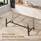 GarveeHome 63-83" Extendable Dining Table, Industrial Rectangular Dining Room Table for 6-8 People, Expandable Kitchen Table with Heavy Duty Metal Frame for Dining Room, Kitchen & Parties, Grey