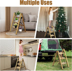 hismocal Foldable 3 Step Stool Ladder for Closet/Kitchen - Aluminium Gold Step Ladder, 330lbs Lightweight with Anti-Slip Wide Pedal, Portable for Kids/Adults
