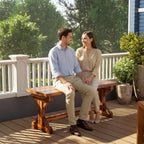 Outsunny Outdoor Wooden Bench, 2-Person Rustic Patio Garden Bench Seat, Backless Outdoor Loveseat with Farmhouse X-Shaped Base for Porch, Park, Lawn, Yard, Carbonized