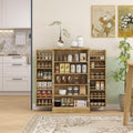 Pantry Storage Cabinet, 41" Kitchen Freestanding Kitchen Cabinet with 12 Door Shelves, Double Doors, 5-Tier Shelving and Adjustable Shelves, Natural