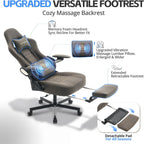 Ergonomic Gaming Chair for Adults - Big and Tall Desk Chair with Lumbar Support and Mechanical Arm Armrests, Comfortable Gamer Computer Chair, Gaming Chairs with Footrest (Grey Leather)