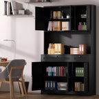 Pantry Storage Cabinet with Charging Station, Kitchen Storage with Adjustable Shelves, Food Pantry Cabinet with Coffee Bar Storage, Modern Kitchen Cupboard for Dining Room, Living Room, Black