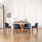 YOUNIKE Dining Chair with Back Single Mid Century Modern Kitchen Chair Boucle Fabric Upholstered Armless Chair 20" Wide Padded Seat with Wooden Legs for Kitchen Dining Living Room Bedroom Navy Blue