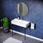 Swiss Madison Well Made Forever SM-CS733, Carre 36" Ceramic Console Sink In Glossy White Basin