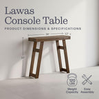 Alaterre Furniture Lawas Solid Wood Console Table - 36 Inch Modern Farmhouse Small Entryway Table - Easy Assembly Living Room Furniture for Behind The Couch, Entryway, or Hallway (Brown)