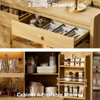 STO'SENSE 55" Sideboard Buffet Cabinet with Charging Station & LED Light, Coffee Bar Cabinet with Drawers, Pull-Out Shelf & Door Rack, Modern Storage Cabinet for Kitchen, Dining Room