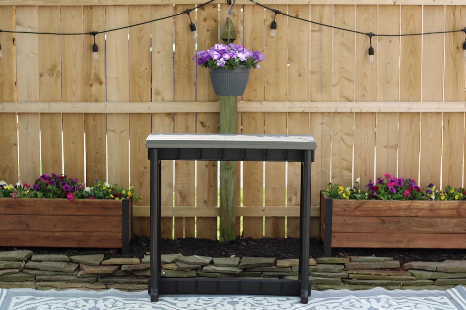 Single Bar Deep Grey Top & Black Base Ideal for Patio Hot Tub Area Backyard Durable WeatherResistant Design Easy Nohardware Assembly Proudly Made in USA