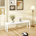 Dining Bench 63" Wood Solid Oak Wooden Bed End/Entryway Bench for Bedroom Living Room Kitchen(White)
