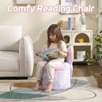 Kids Desk Chairs, Toddler Chairs Comfy Faux Fur Kids Storage Ottoman, 2 in 1 Children Stool with Storage, Butterfly Chair for Kids Girls Gifts, Storage Stool for Bedroom/Loving Room, Purple