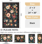 DUKINO 2x3 Rugs for Entryway, Floral Indoor Washable Door Mat, Non Slip Boho Small Rug for Kitchen, Soft Low Pile, Front Door Throw Rug for Entrance, Bedroom, Kitchen, Laundry, Bathroom, Black