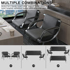 wonline 5 Seat Waiting Room Chair with Armrest PU Leather Office Furniture, Office Guest Seating Lobby Conference Reception Chairs for Airport Clinic Hospital Bank Salon Barber(Black)