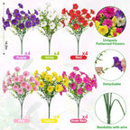 Ouddy Decor 24 Bundles Artificial Flowers for Outdoors, Fake Petunias Flowers Silk Morning Glory with Eucalyptus Faux Plants for Indoor Outside Spring Summer Yard Garden Porch Home Decor, Multicolor