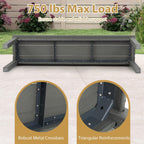 Giantex 55" HDPE Outdoor Bench, 2-3 People Weatherproof Backless Patio Garden Bench with 750 Lbs Capacity, Fade Resistant Outside Seating Furniture, Loveseat for Porch, Yard, Park (1,Grey)