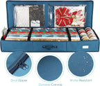 Hearth & Harbor Wrapping Paper Storage Container - Christmas Storage Bag with Interior Pockets - Gift Wrapping Organizer Storage Fits Up to 22 Rolls of 40" - Tear Proof Wrapping Paper Organizer