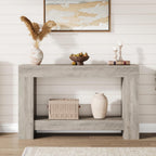 Garvee Farmhouse Console Table for Living Room, Long Console Table for Entryway, 2-Tier Large Sofa Table with Storage, Entryway Entry Table for Entrance, Hallway, Grey, 47"